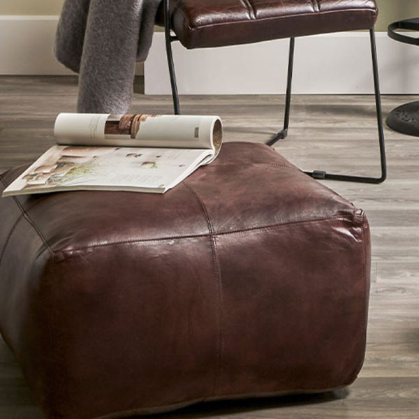 Marteli Leather Pouffe - Image 3