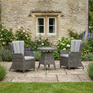 Ezra High Back Bistro Set (2 x High back Armchair/70cm Table)