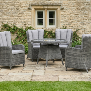 Ezra 4 Seater Dining Set (4 x High back Armchair/110cm Table)