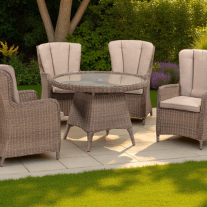 Ezra 4 Seater Dining Set (4 x High back Armchair/110cm Table)