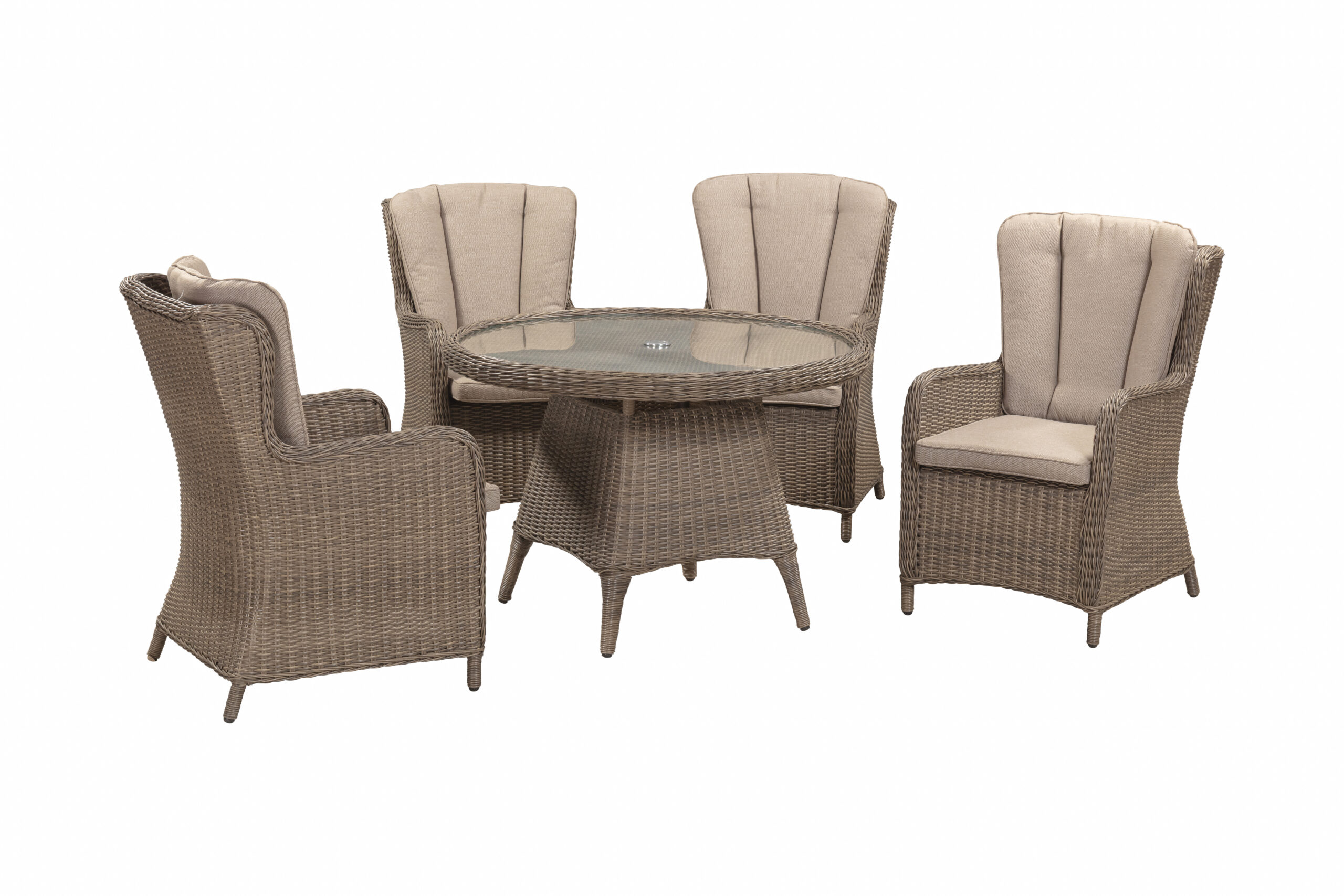 Ezra 4 Seater Dining Set (4 x High back Armchair/110cm Table) - Image 2