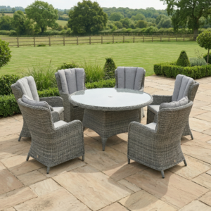 Ezra 6 Seater Dining Set (6 x High back Armchair/140cm Table)