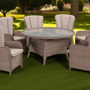 Ezra 6 Seater Dining Set (6 x High back Armchair/140cm Table)