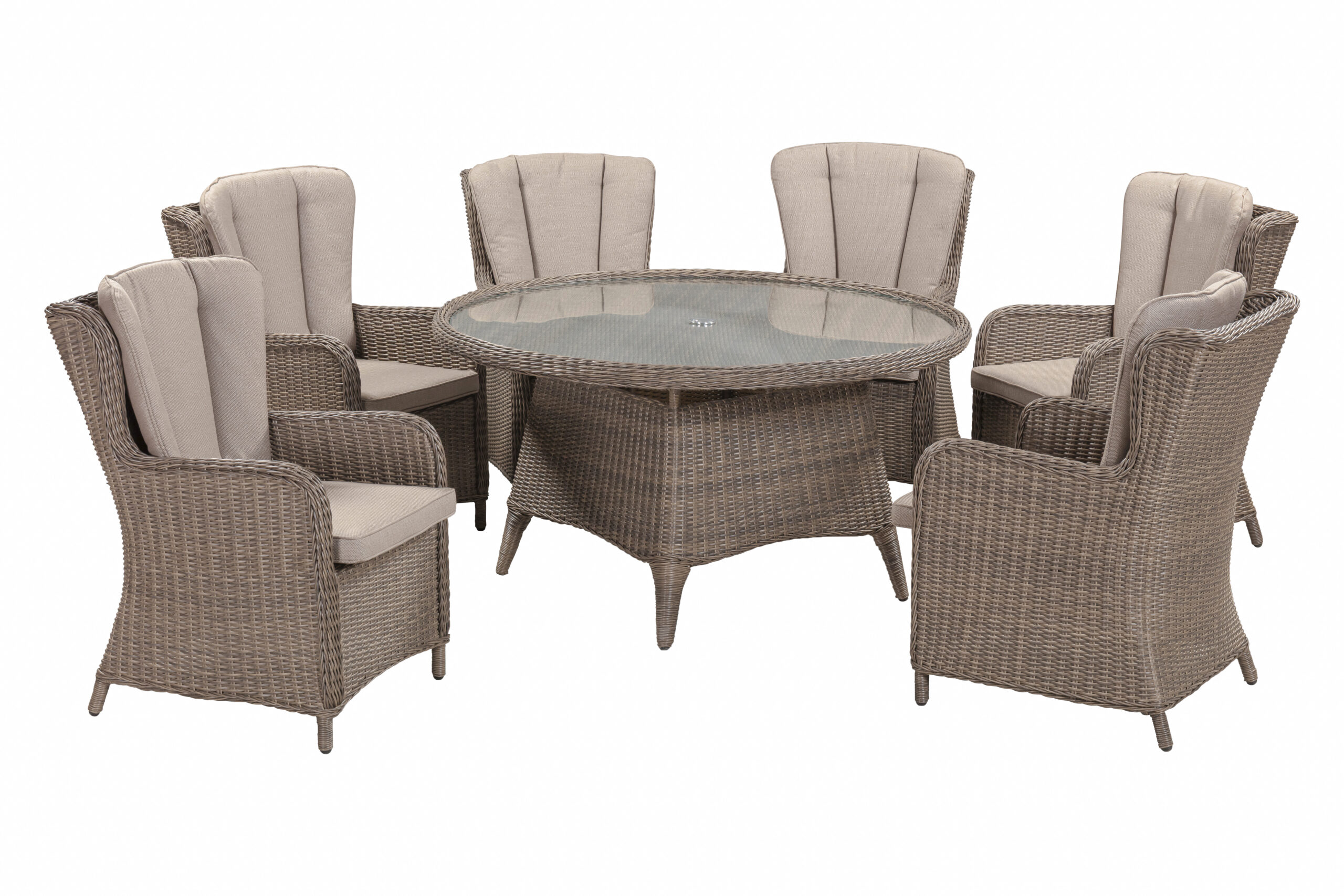 Ezra 6 Seater Dining Set (6 x High back Armchair/140cm Table) - Image 2