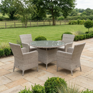 Santorini 120cm 4 Seater Round Dining Set