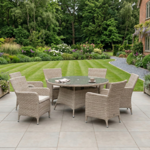 Santorini 150cm 6 Seater Round Dining Set
